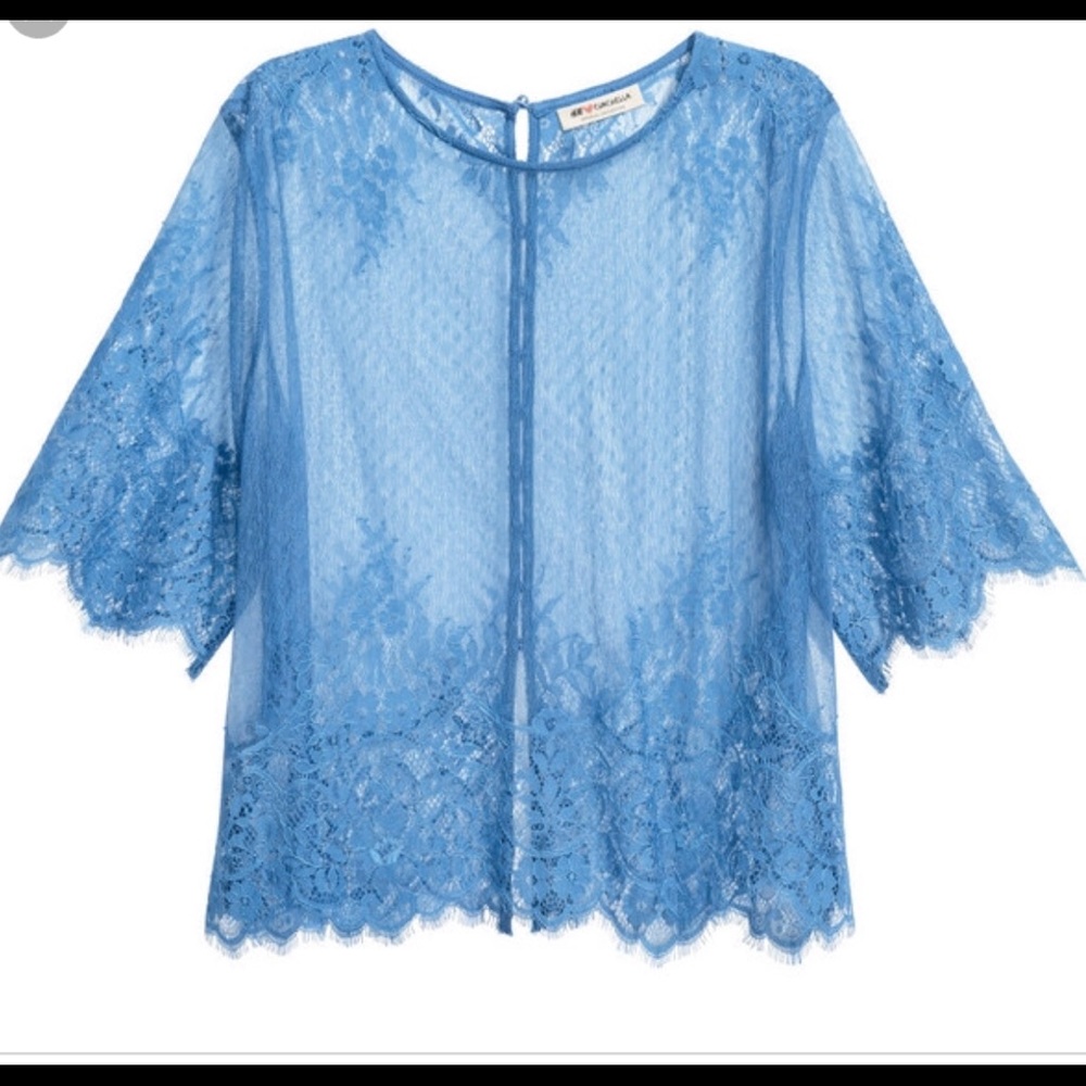 Dusty Blue Lace Top